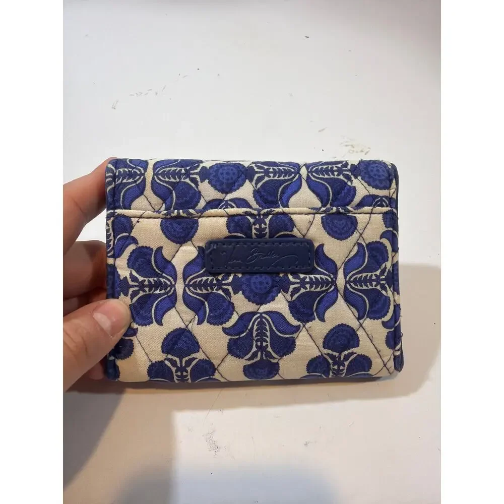 Vera Bradley Petite Trifold Wallet Cobalt Tile pattern 5" x 4" - Picture 4 of 4